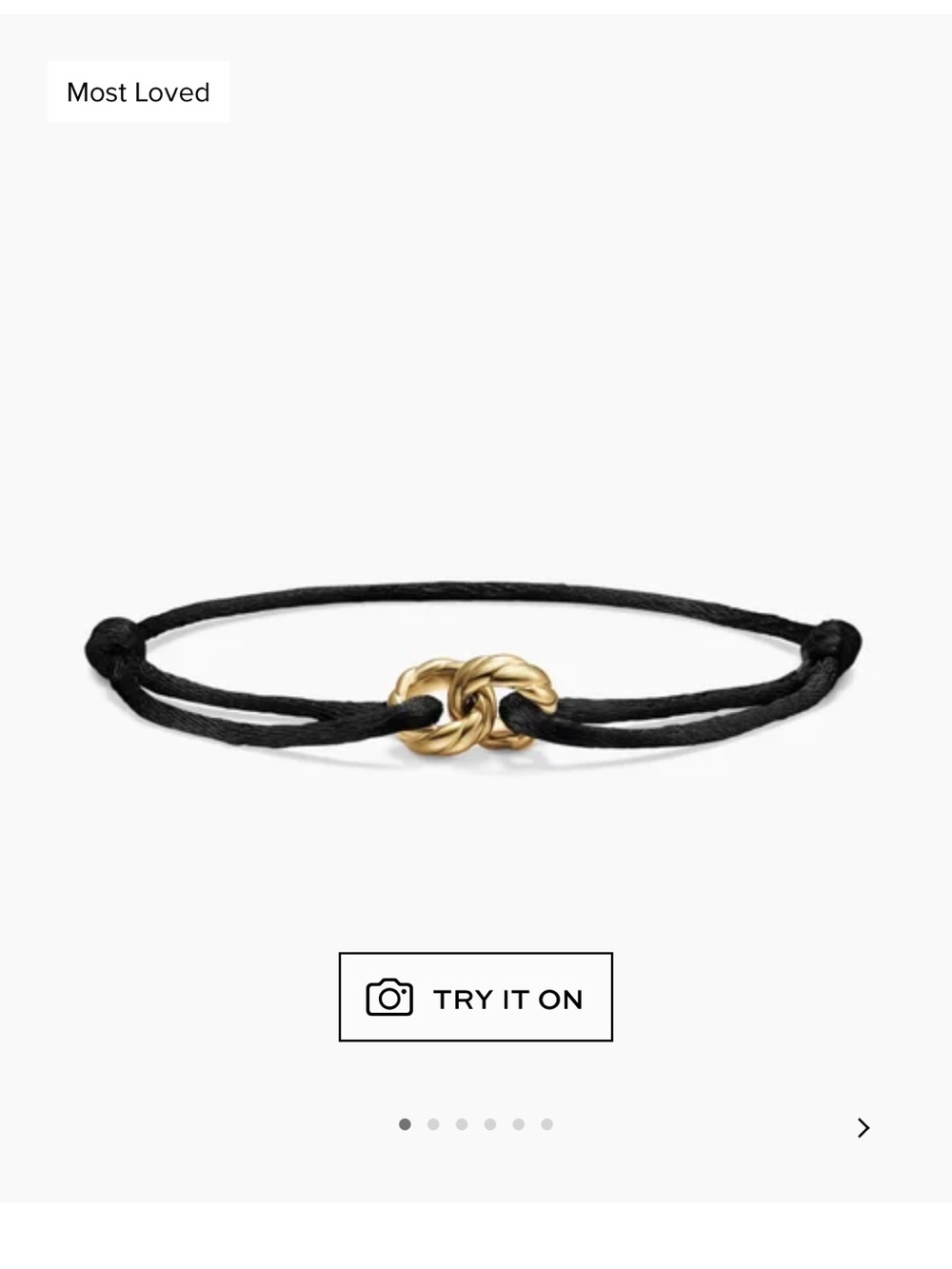 David Yurman Black Cord Bracelet with Gold Knot